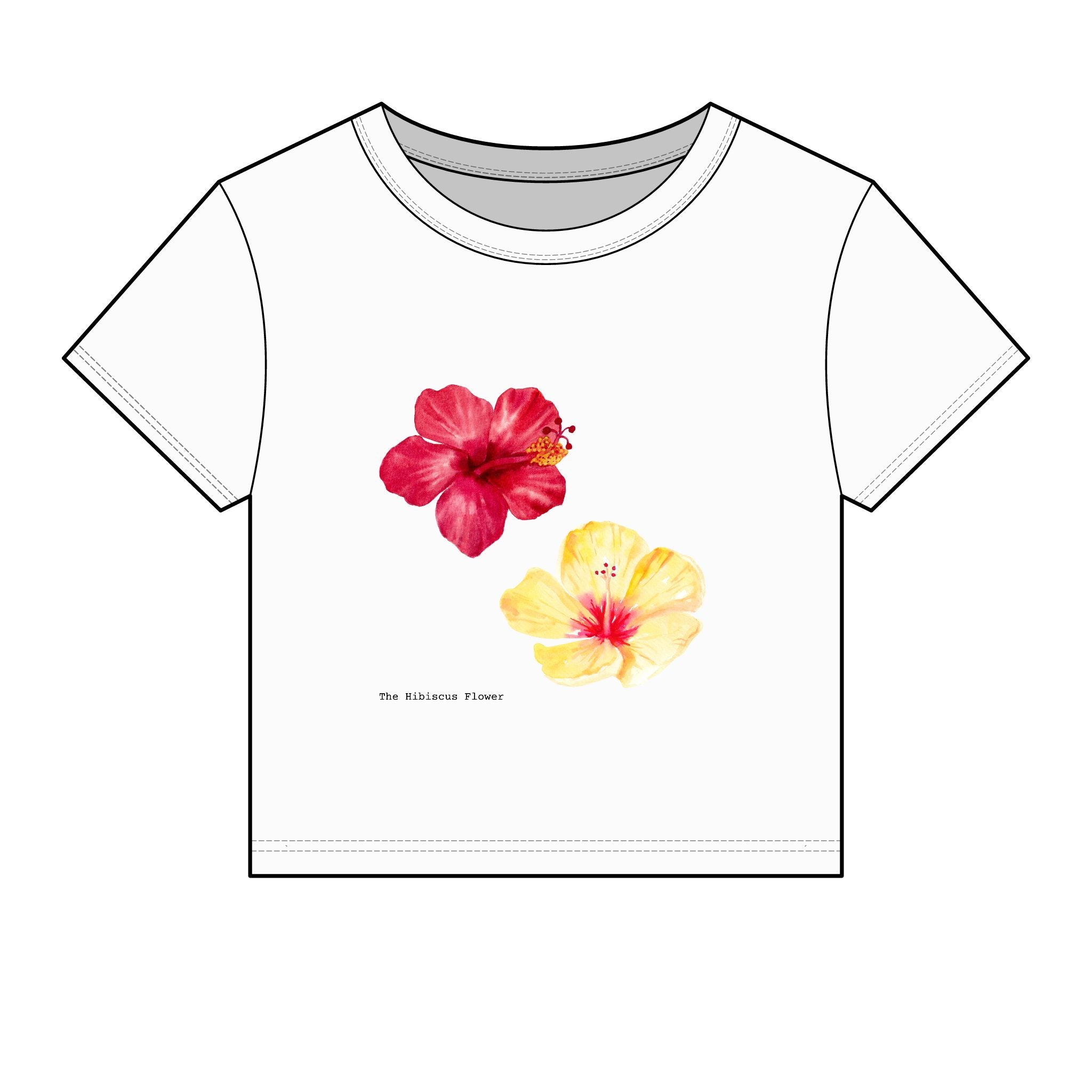 Hibiscus Bloom Baby Tee — Women's Floral Cropped Rib Tee